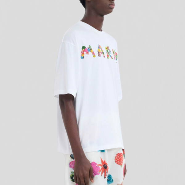 Marni Collage Bouquet Jersey T-Shirt Lily White
