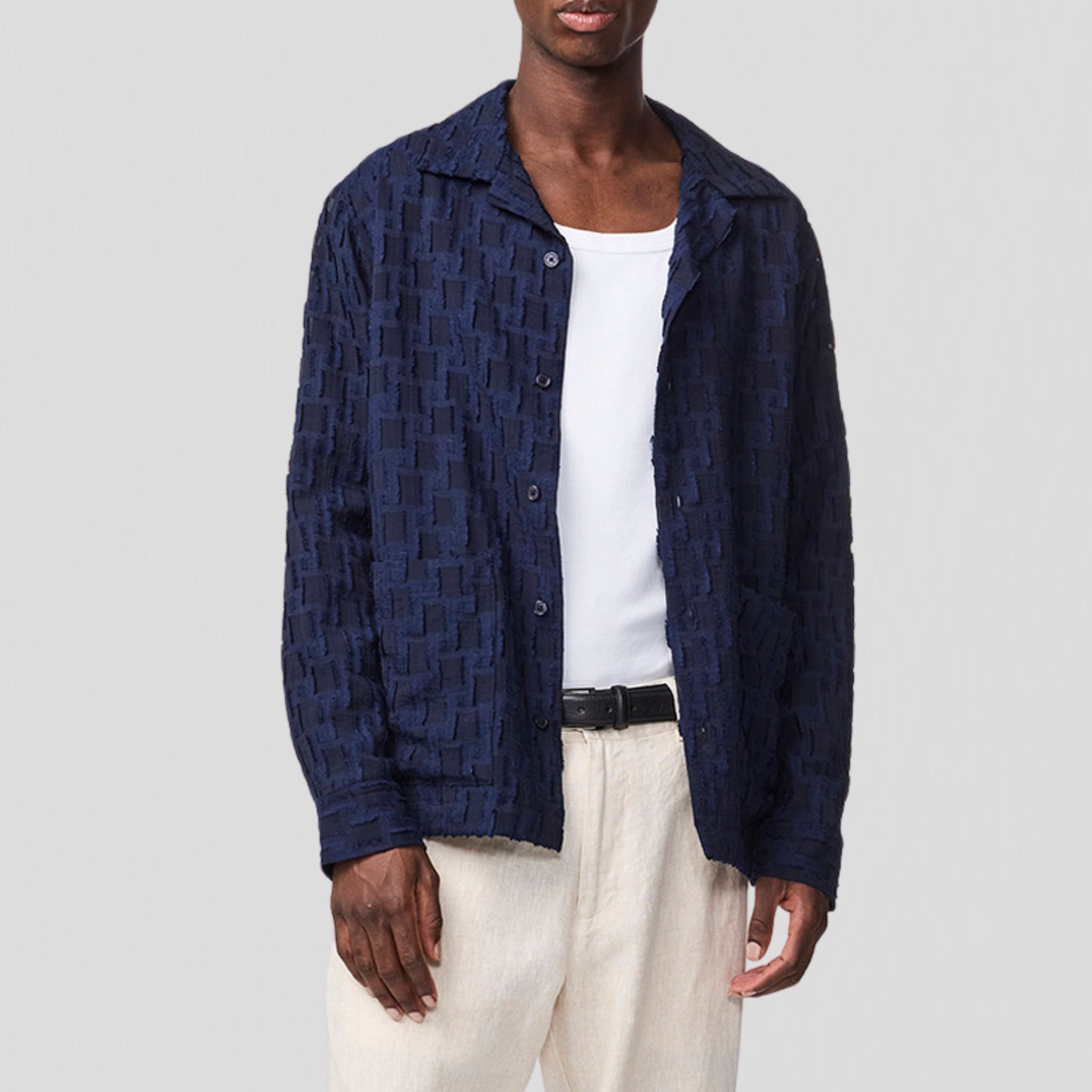 NN07 Hank LS 5025 Shirt Navy Blue