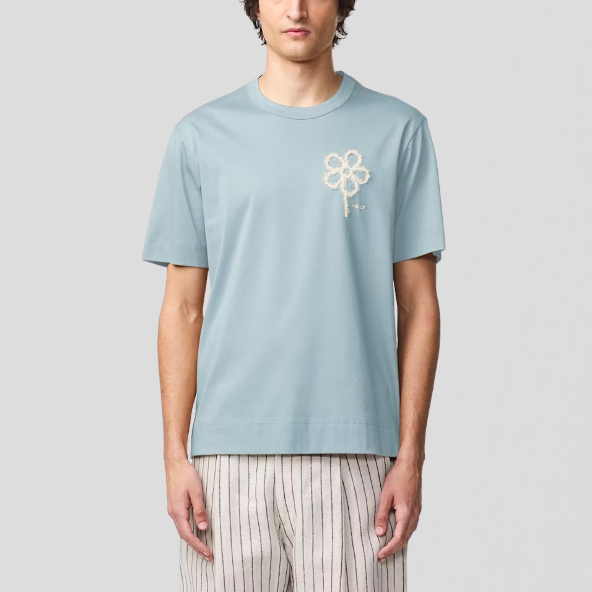 NN07 Pedro EMB SS 3525 T-Shirt Winter Sky