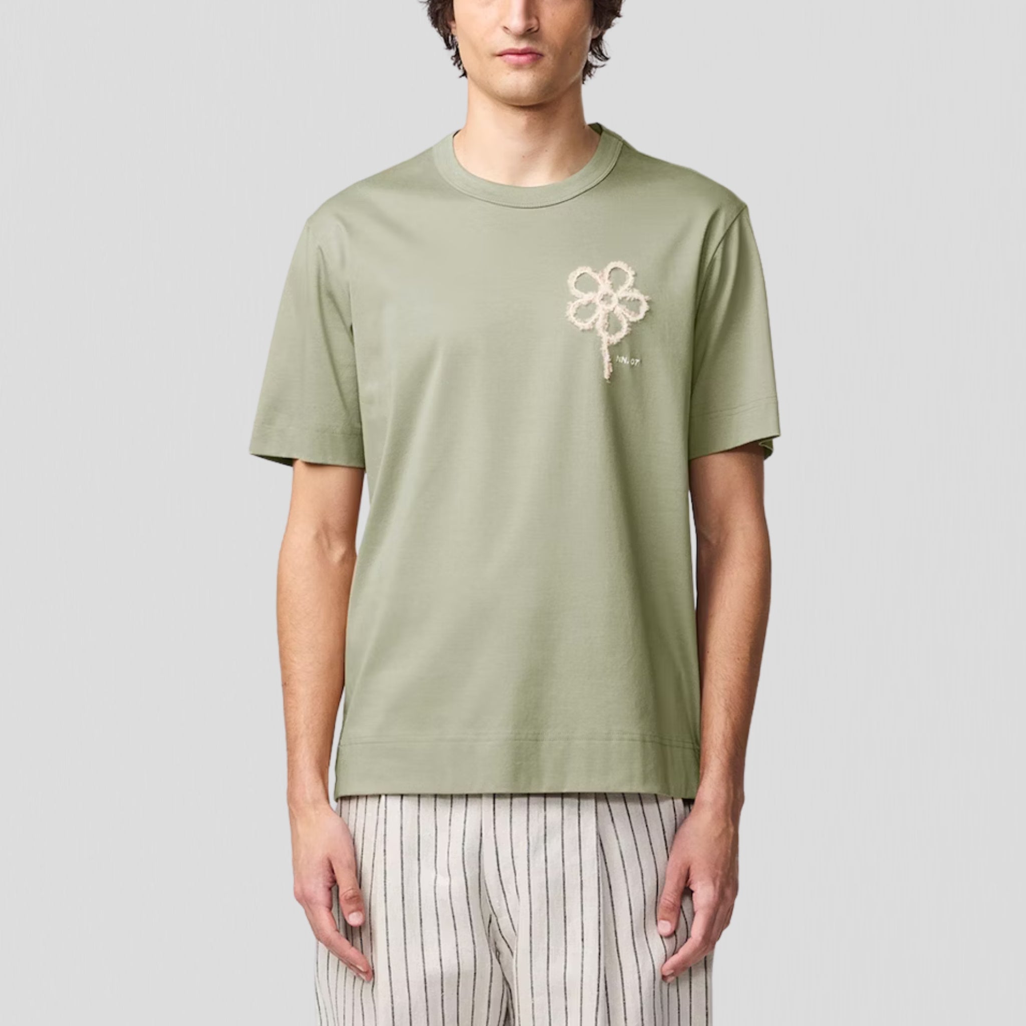 NN07 Pedro EMB SS 3525 T-Shirt Sage Green