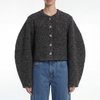 Rotate Boucle Short Jacket Gray Pinstripe