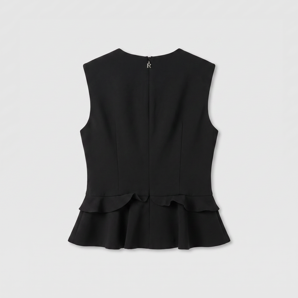 Rotate V-Neck Flower Top Black