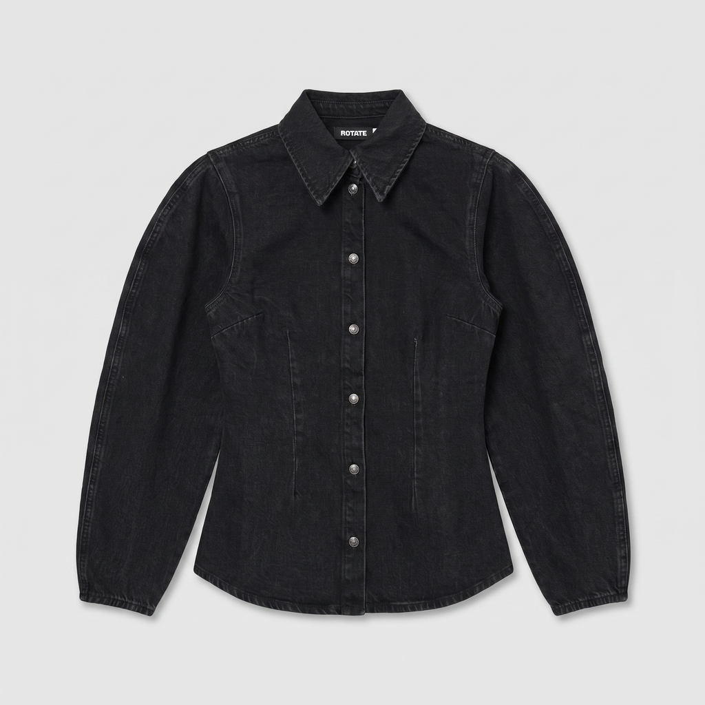 Rotate Fitted Denim Shirt Black Denim