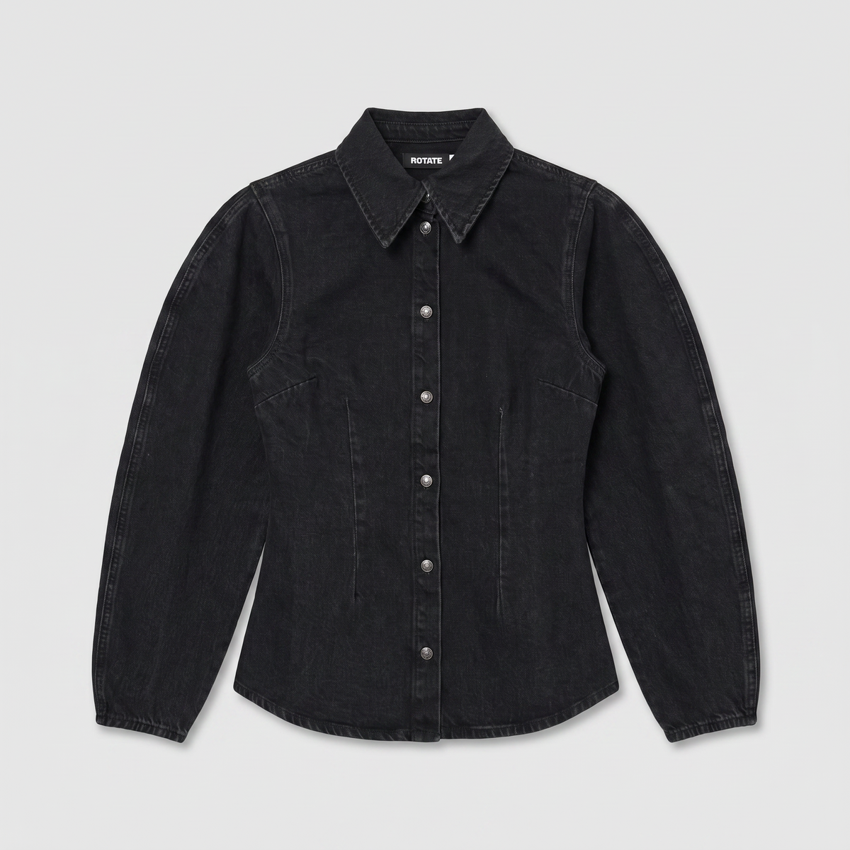 Rotate Fitted Denim Shirt Black Denim