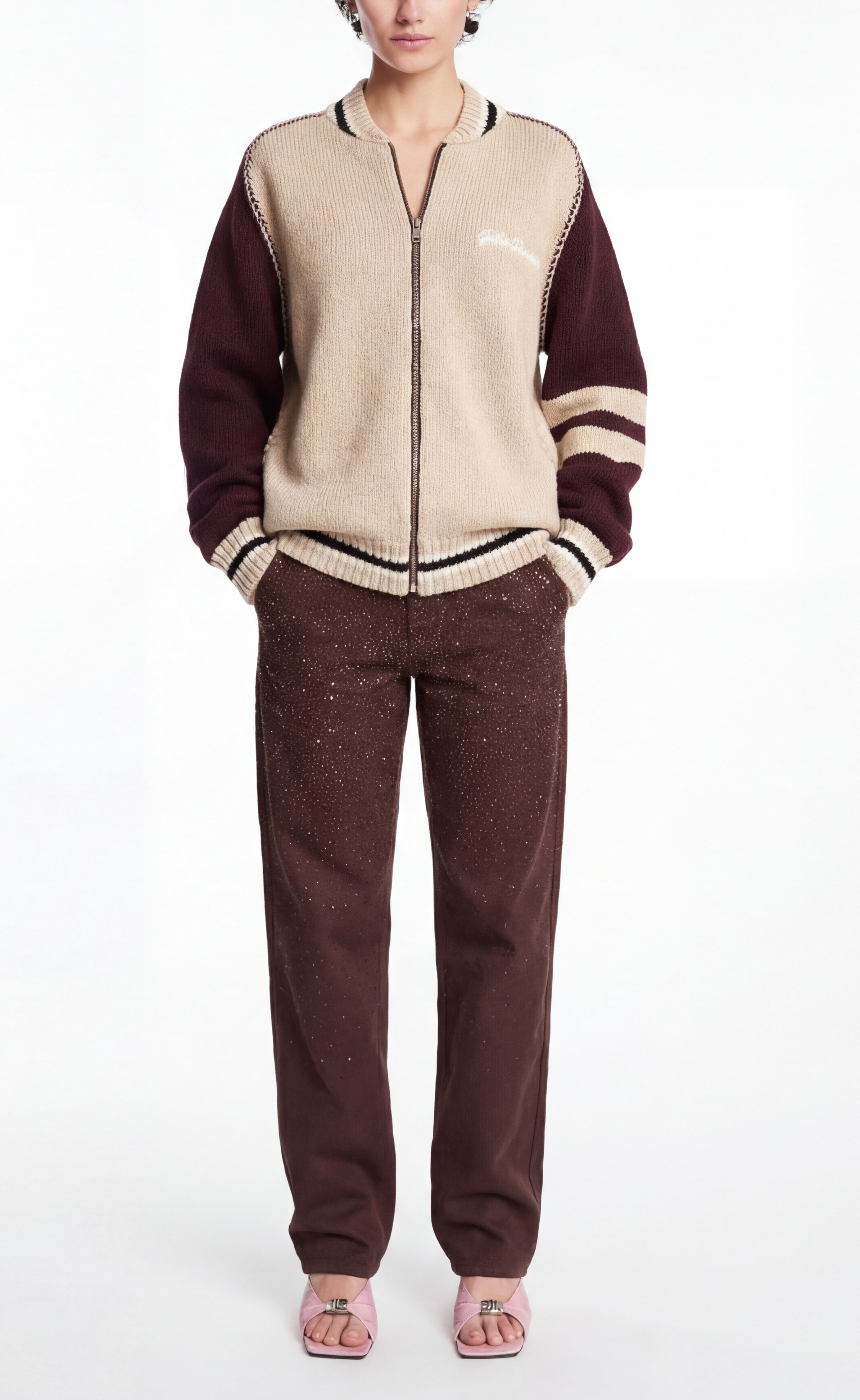 Golden Goose Journey Unisex Knit Jacket Bone White/ Port Royale
