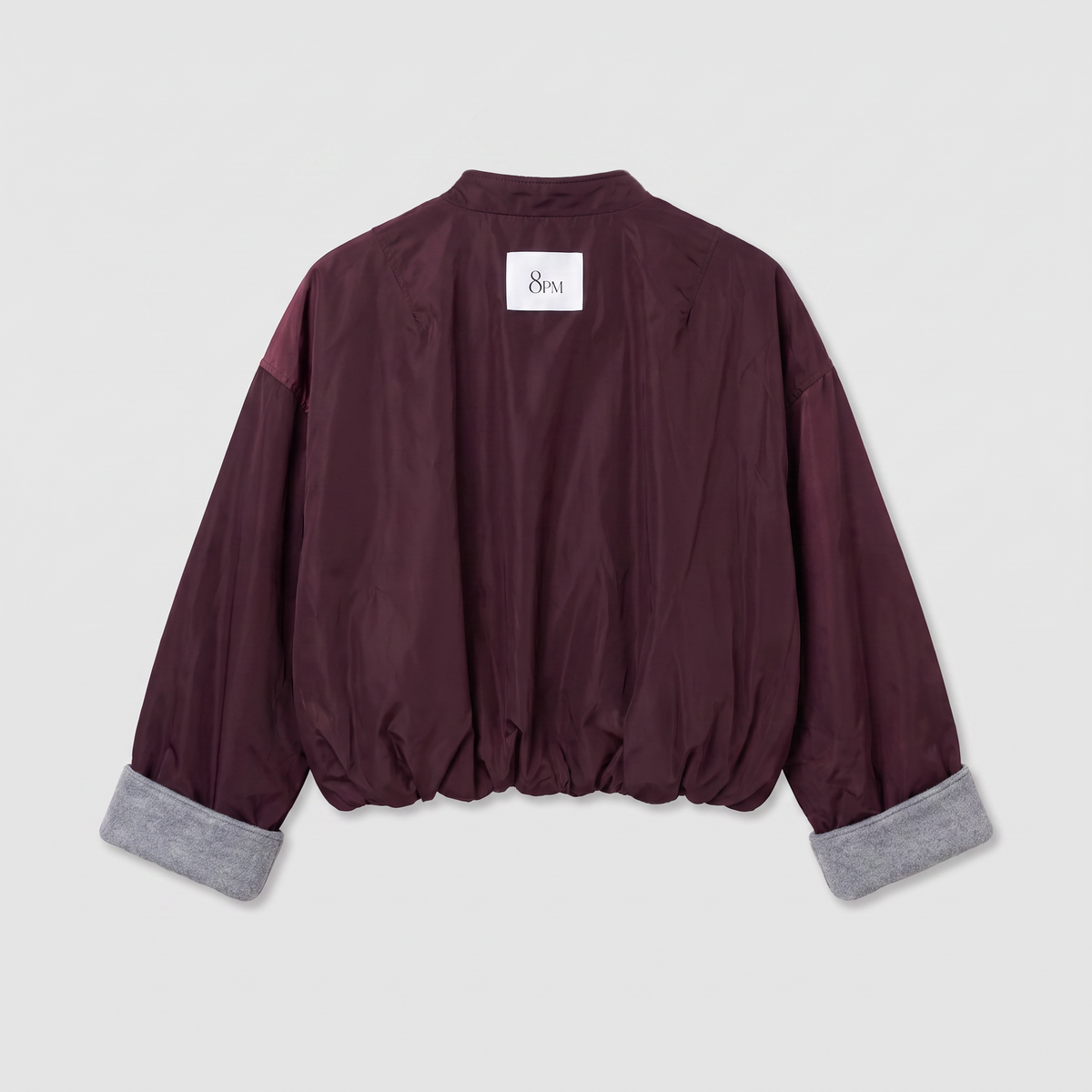 8PM Sugarbush Bomber Grey Melange/ Wine Red
