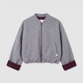 8PM Sugarbush Bomber Grey Melange/ Wine Red