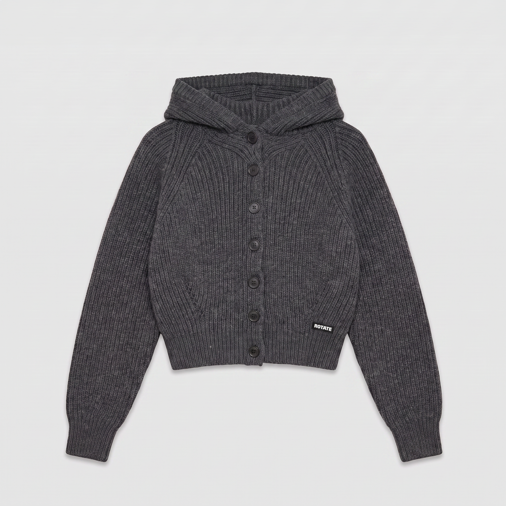 Rotate Knit Boxy Hoodie Gray