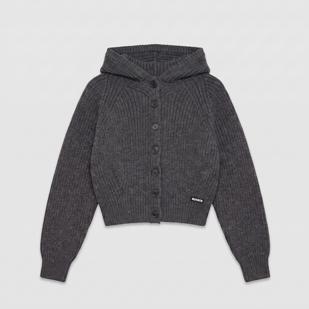Rotate Knit Boxy Hoodie Gray