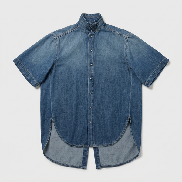 Darkpark Roberta Tencel Denim Collar Shirt Slate Vintage