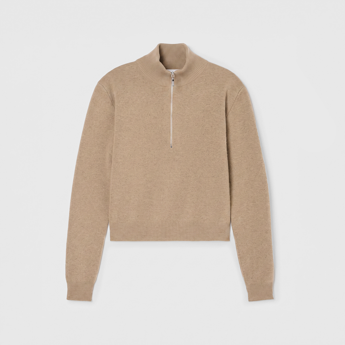 Róhe Zipped Mouliné Poloshirt Camel