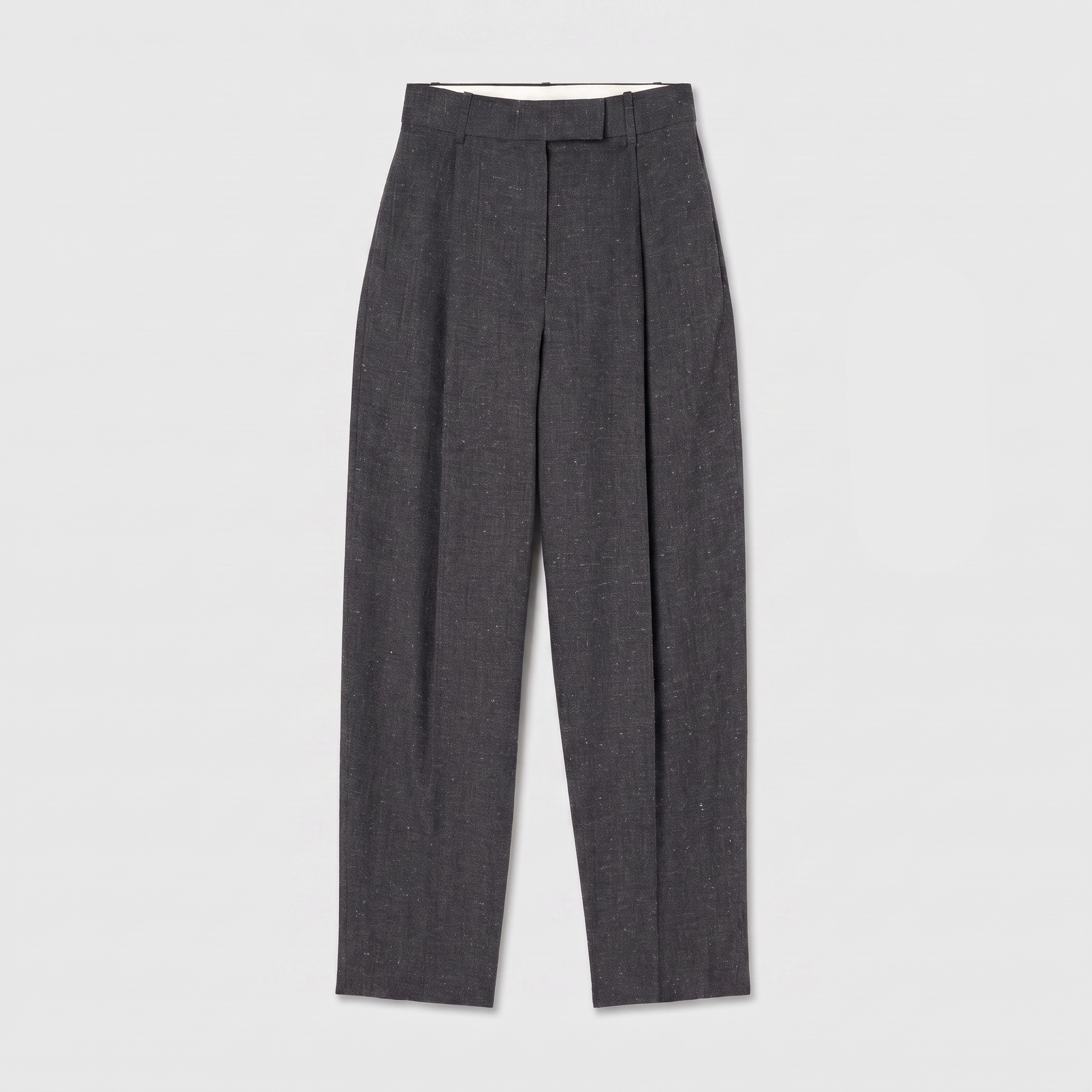 Róhe Daria Single Pleat Straight Leg Trousers Grey Slub