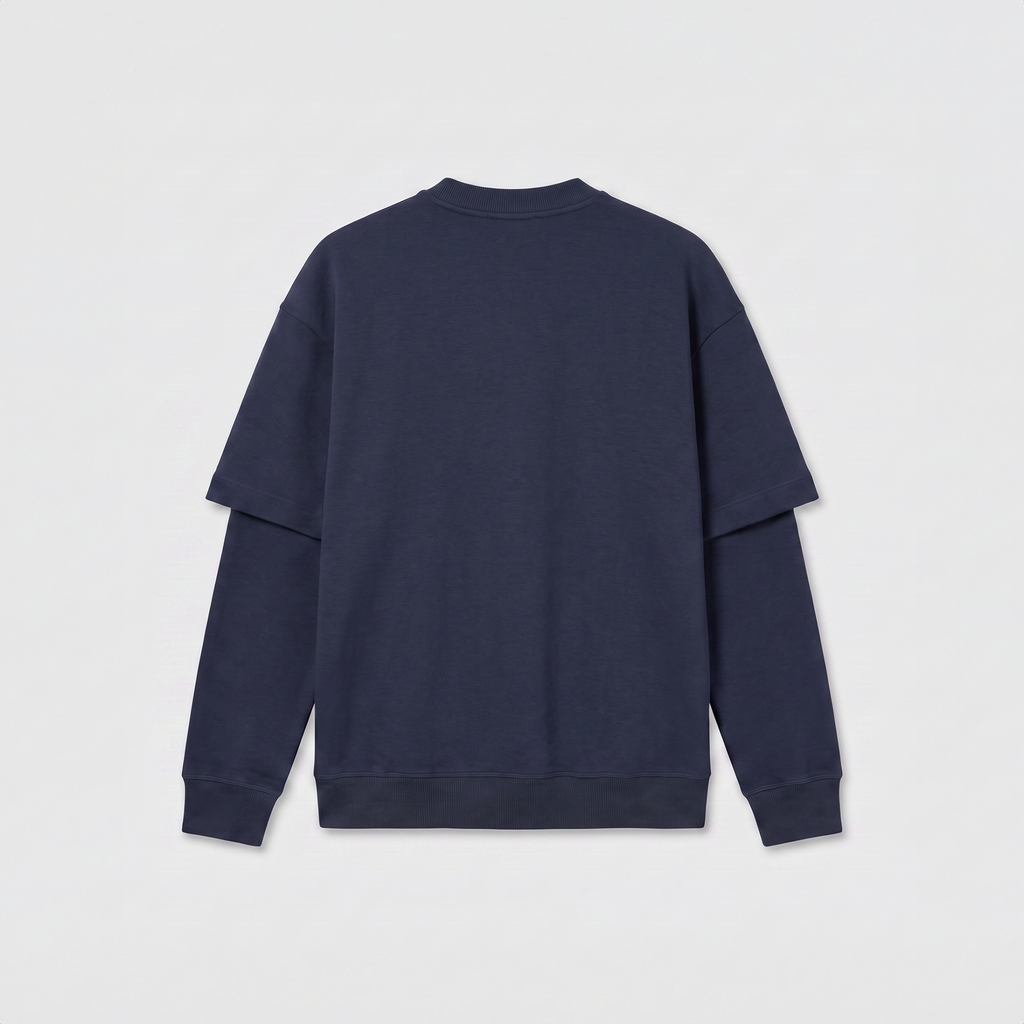 Darkpark Troy Wool Double Sleeve T-Shirt Blue Navy