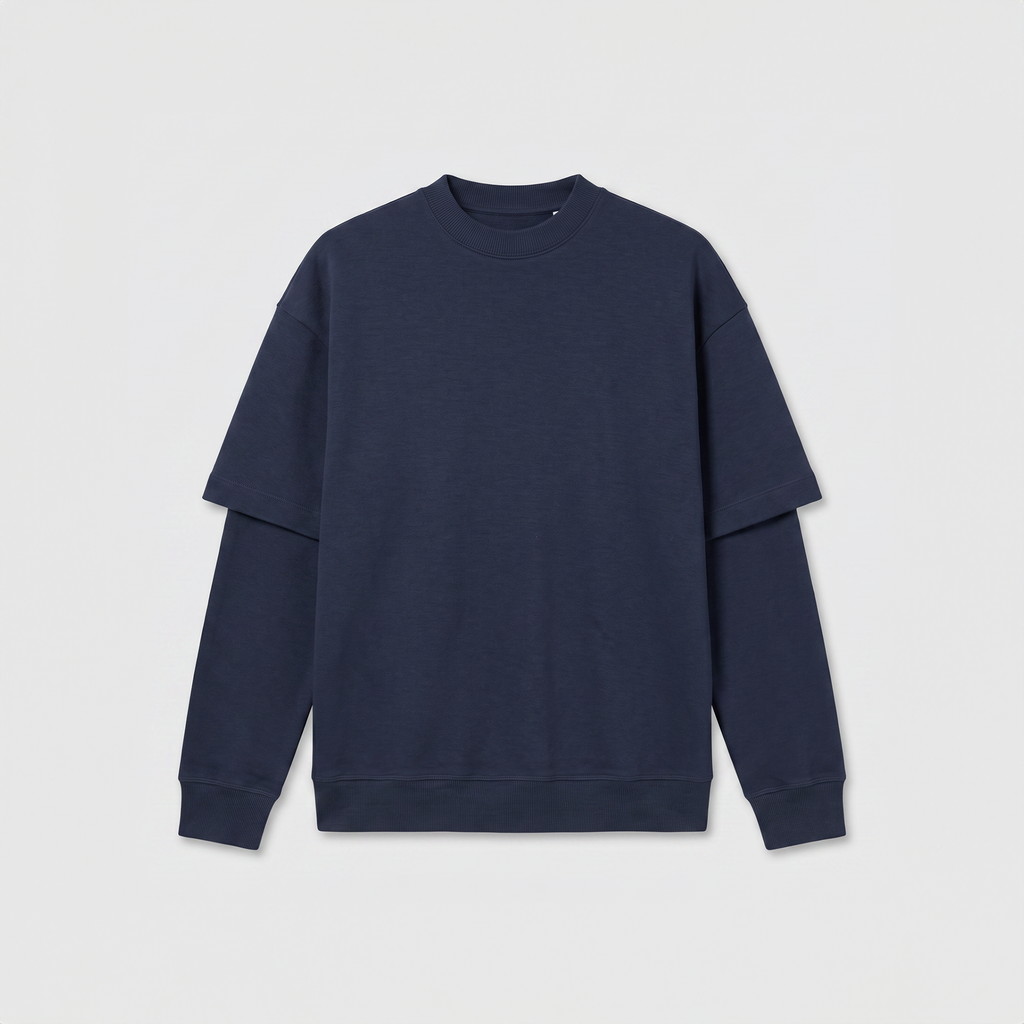 Darkpark Troy Wool Double Sleeve T-Shirt Blue Navy
