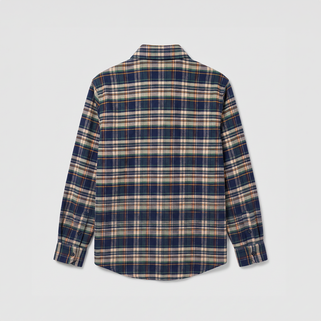 Darkpark Keanu Japanese Tartan Check Cotton Shirt Beige/ Blue/ Green