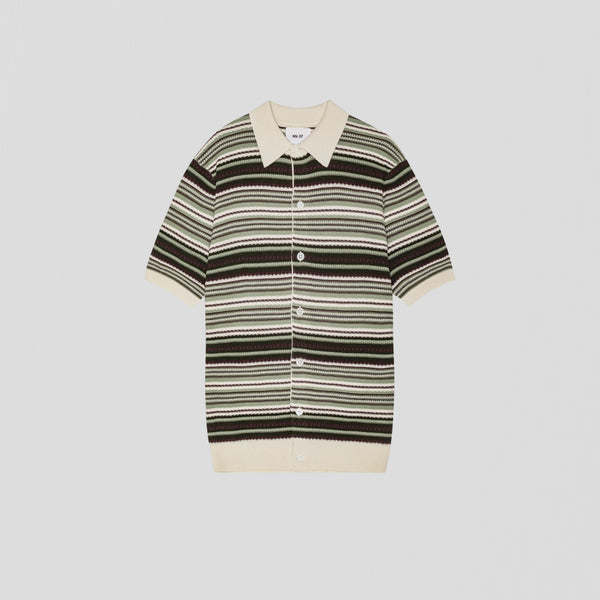 NN07 Nolan Polo 6686 Cardigan Green Stripe