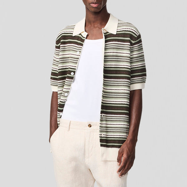 NN07 Nolan Polo 6686 Cardigan Green Stripe