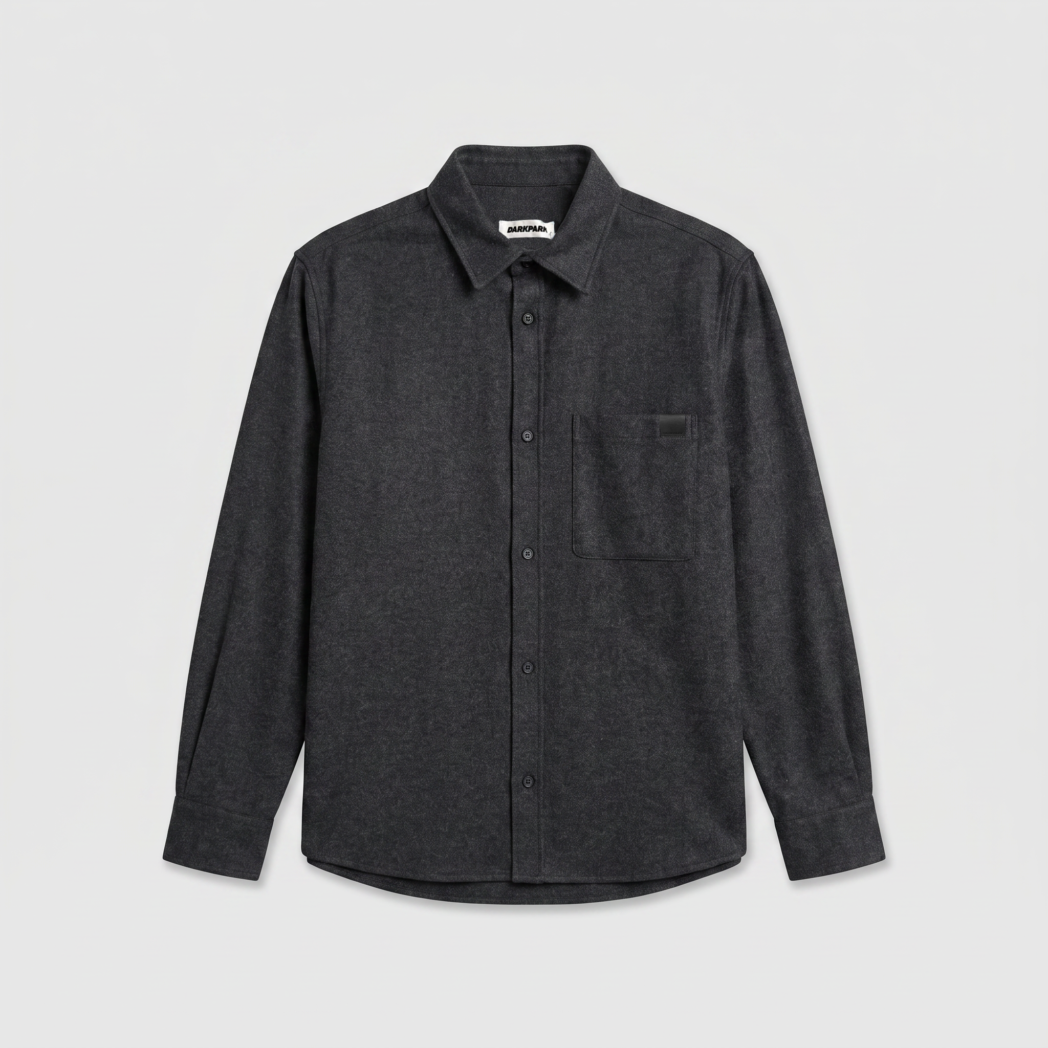 Darkpark Serge Wool Long Sleeved Shirt Dark Grey Melange