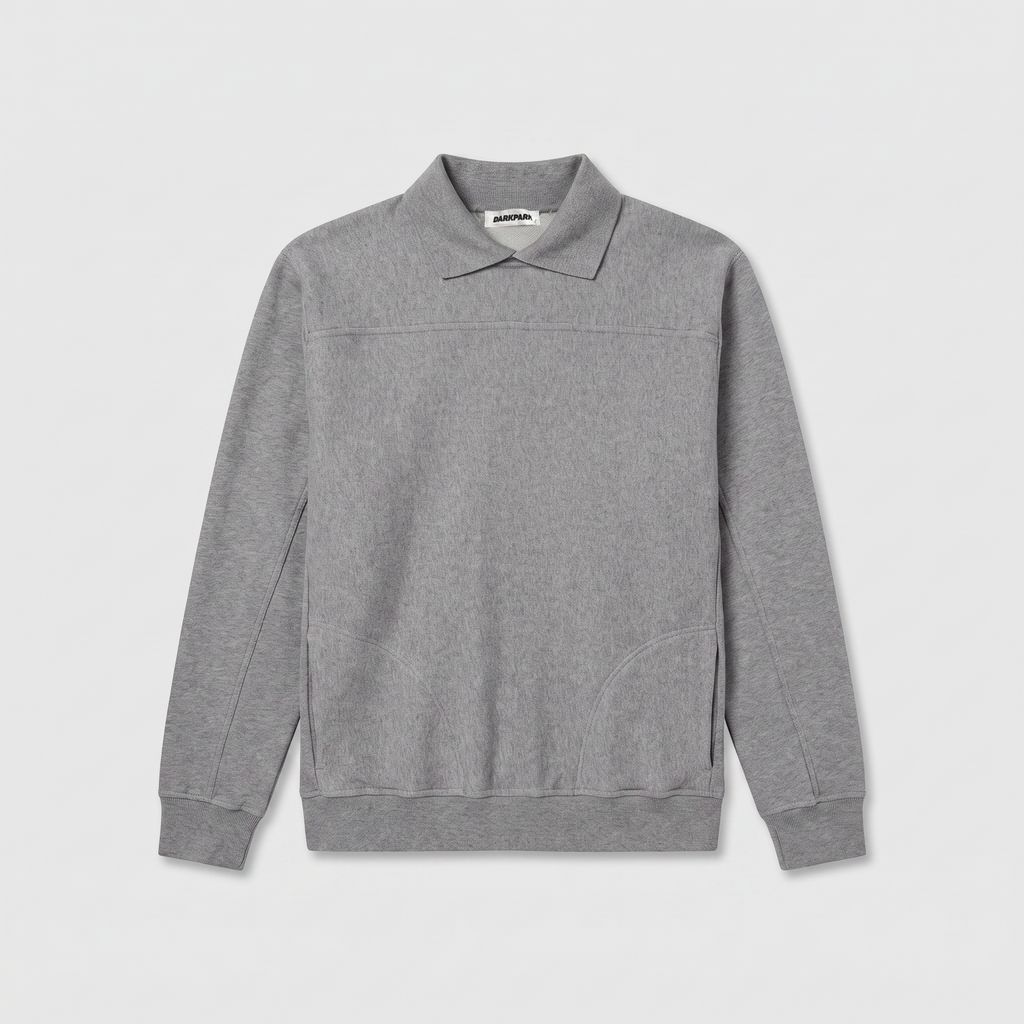 Darkpark Riley Polo Rugby Sweatshirt Dark Grey Melange