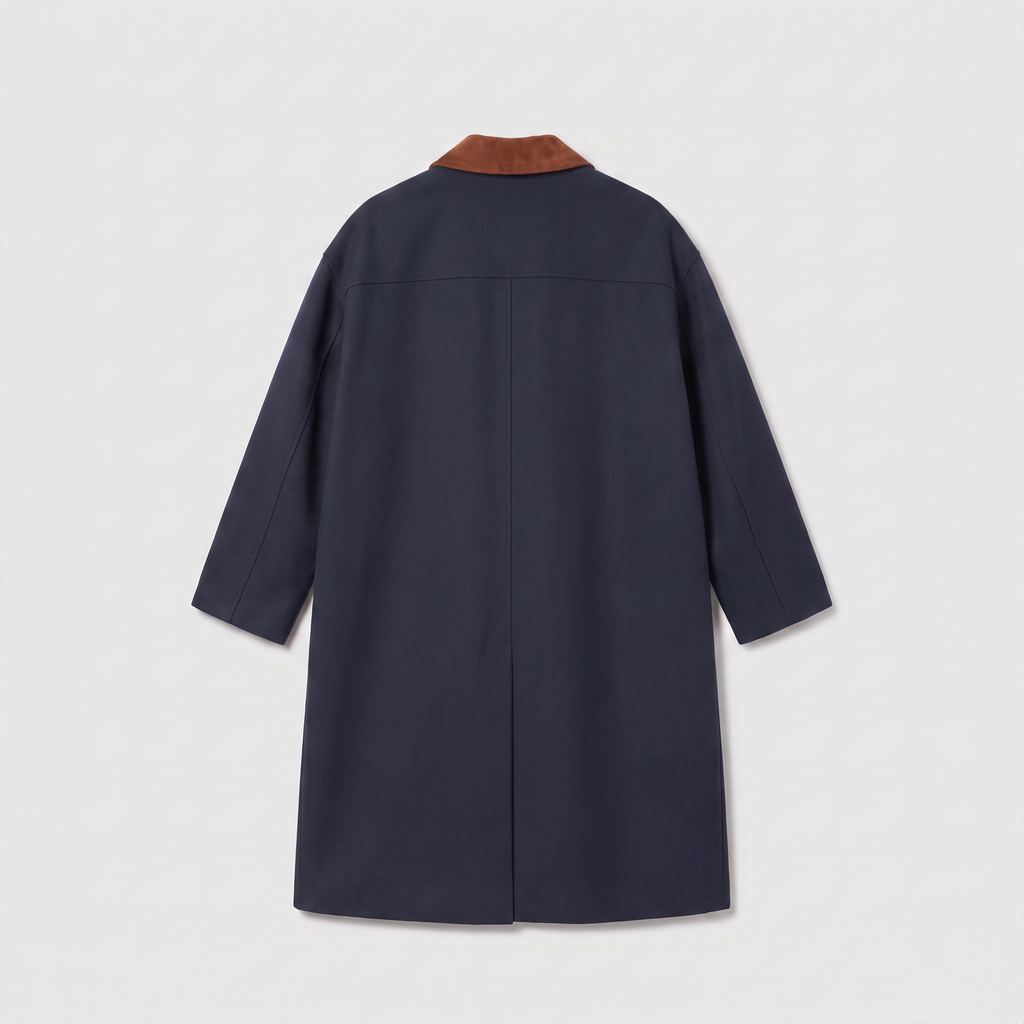 Róhe Suede Collar Coat Navy