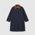Róhe Suede Collar Coat Navy