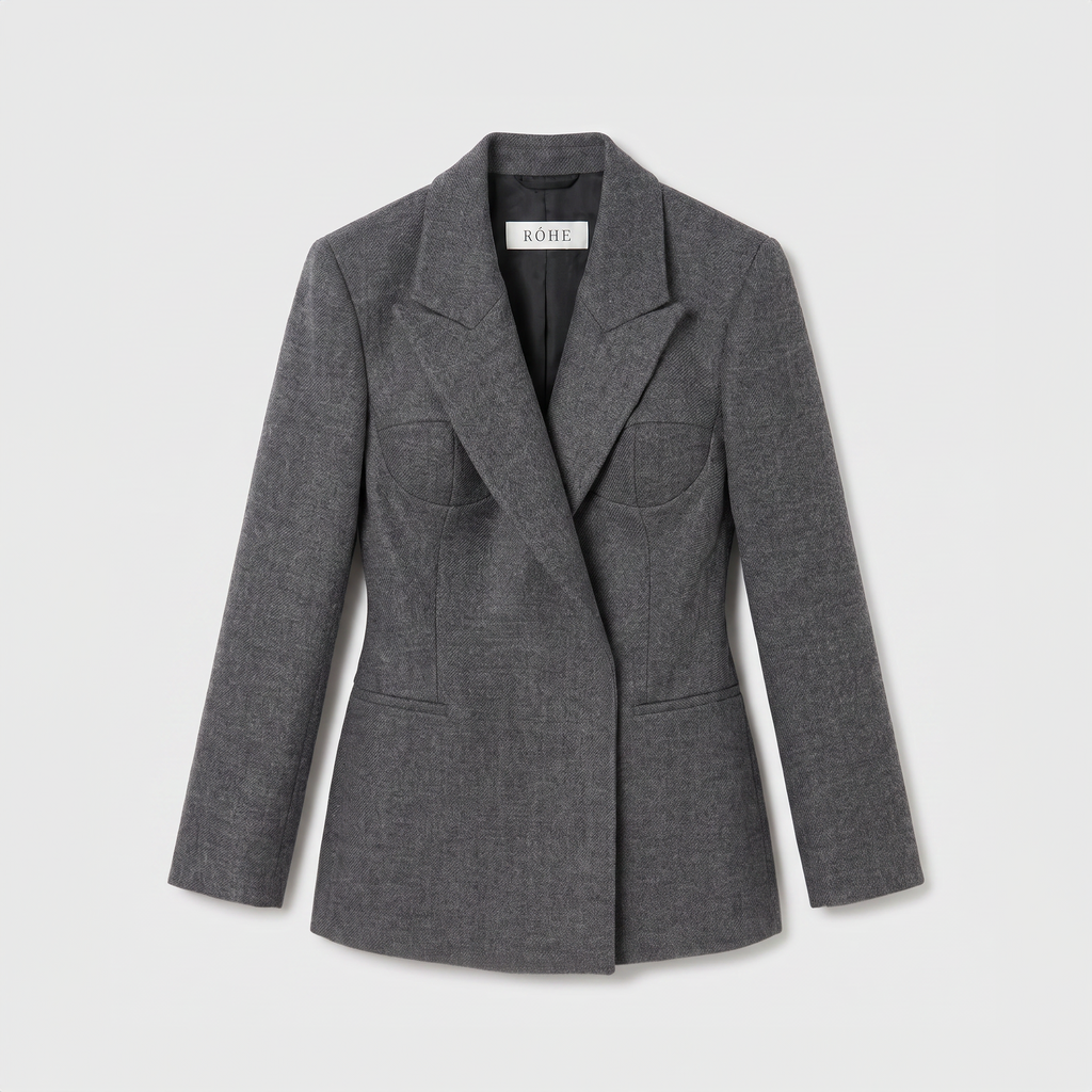 Róhe Cup Detailed Blazer Grey Melange