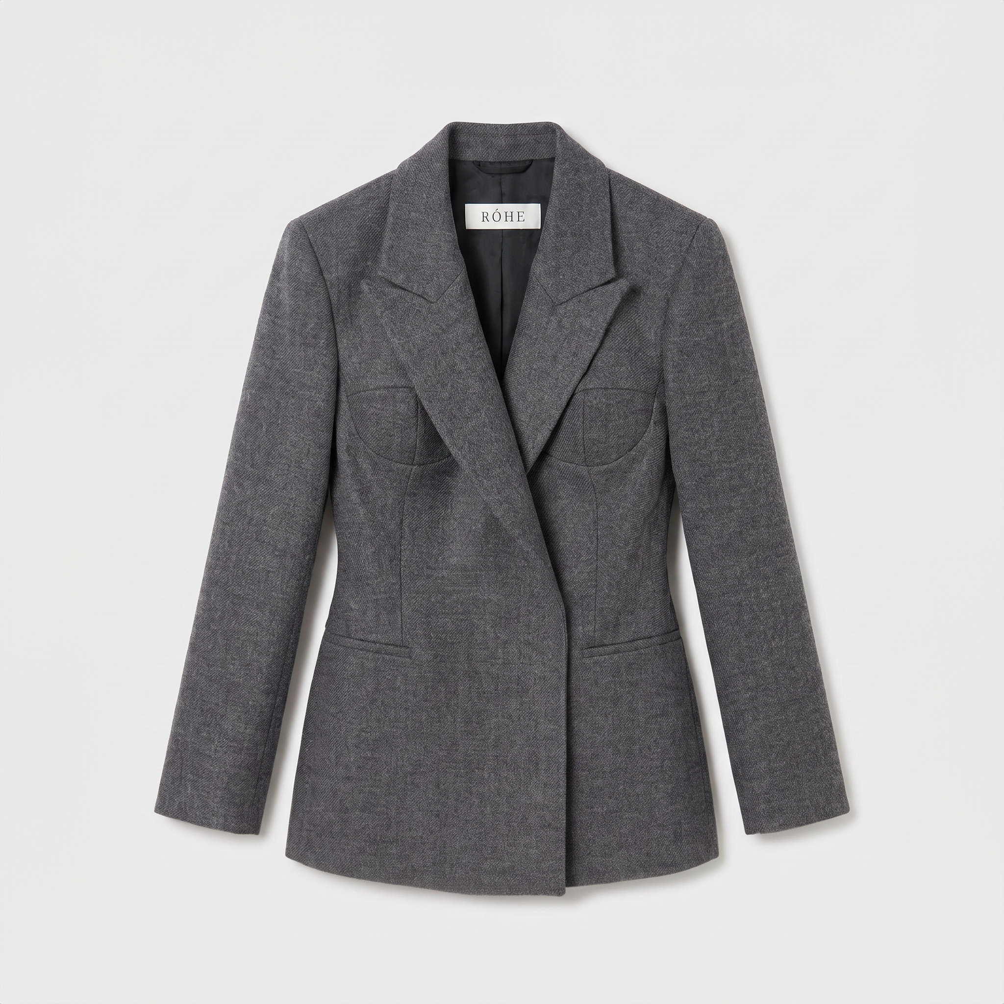 Róhe Cup Detailed Blazer Grey Melange