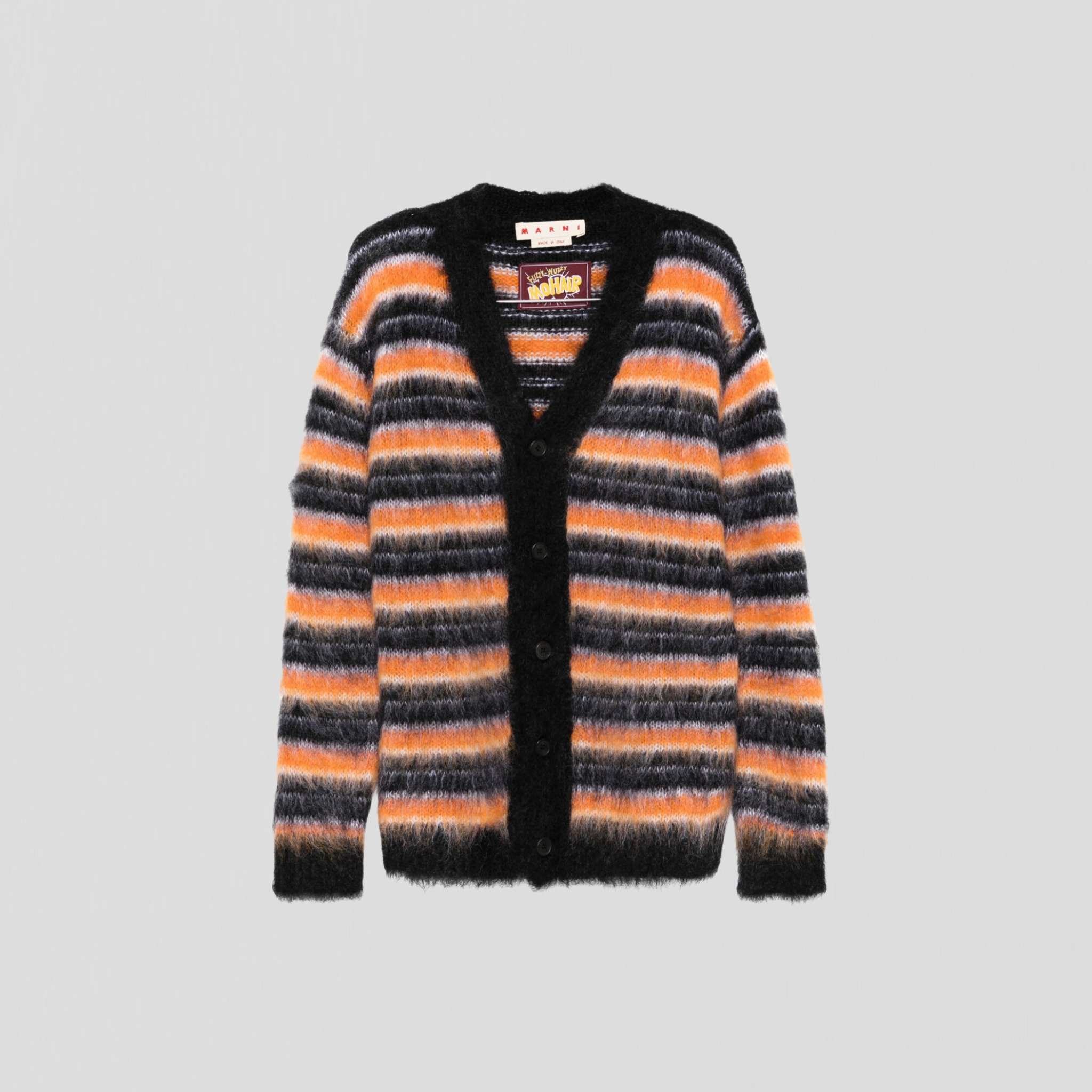 Marni Fuzzy Wuzzy Iconic Brushed Stripes Cardigan Black