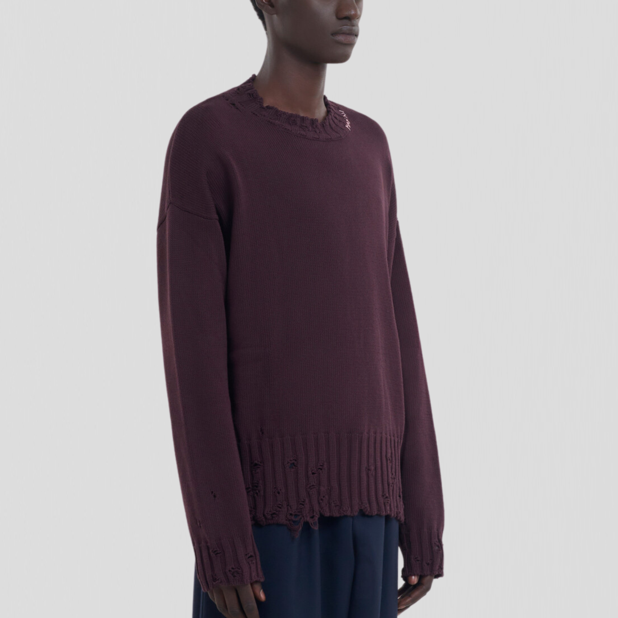 Marni Dishevelled Cotton Knit Dark Raisin