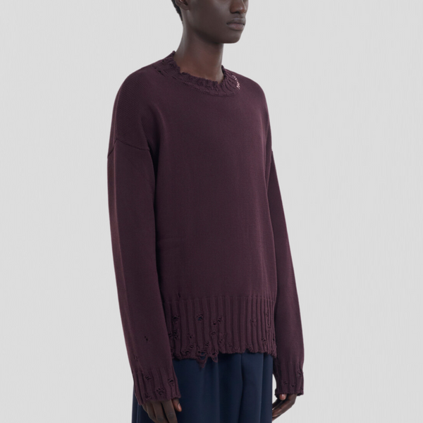 Marni Dishevelled Cotton Knit Dark Raisin