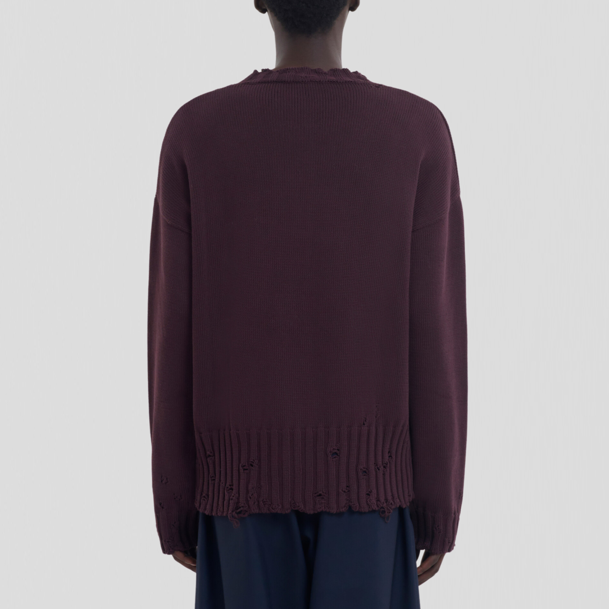 Marni Dishevelled Cotton Knit Dark Raisin