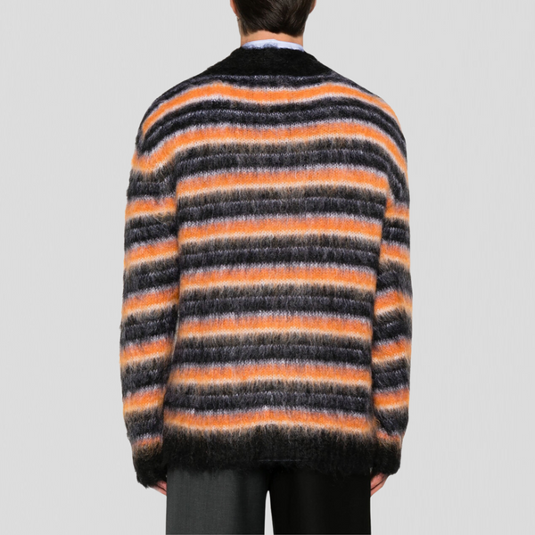 Marni Fuzzy Wuzzy Iconic Brushed Stripes Cardigan Black