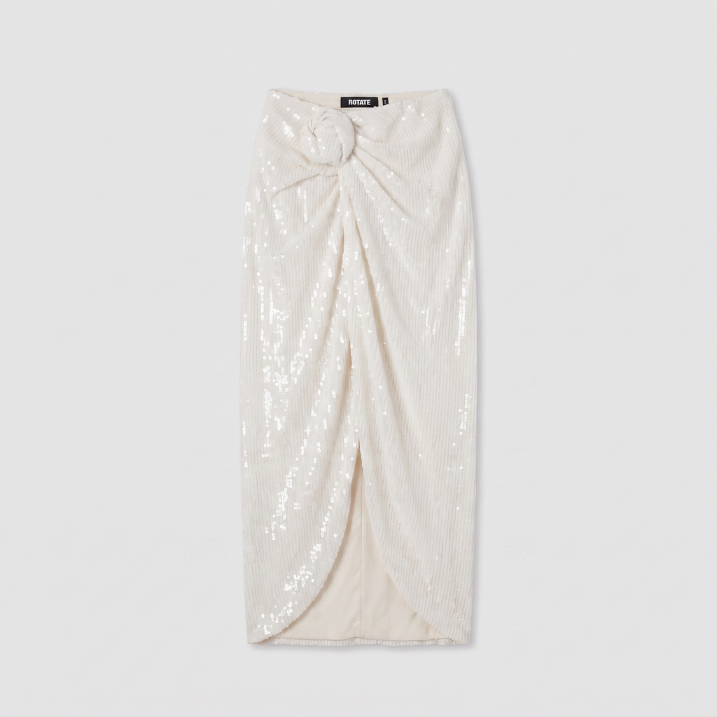 Rotate Sequins Knot Skirt Egret