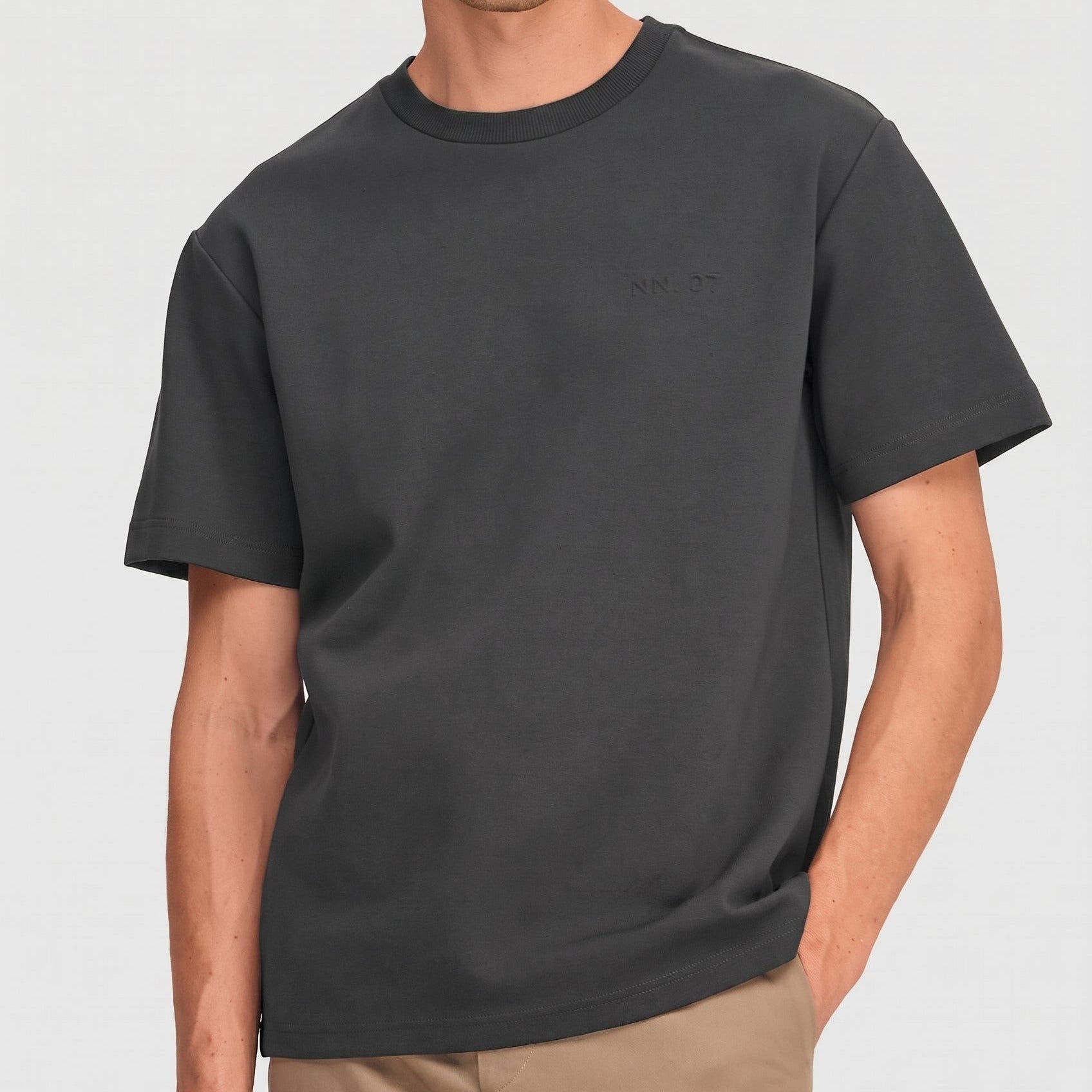 NN07 Nat SS Logo 3457 T-Shirt Charcoal Mist