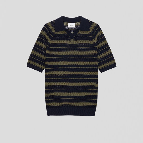 NN07 Cale V-Neck 60056 Polo Capers Stripe