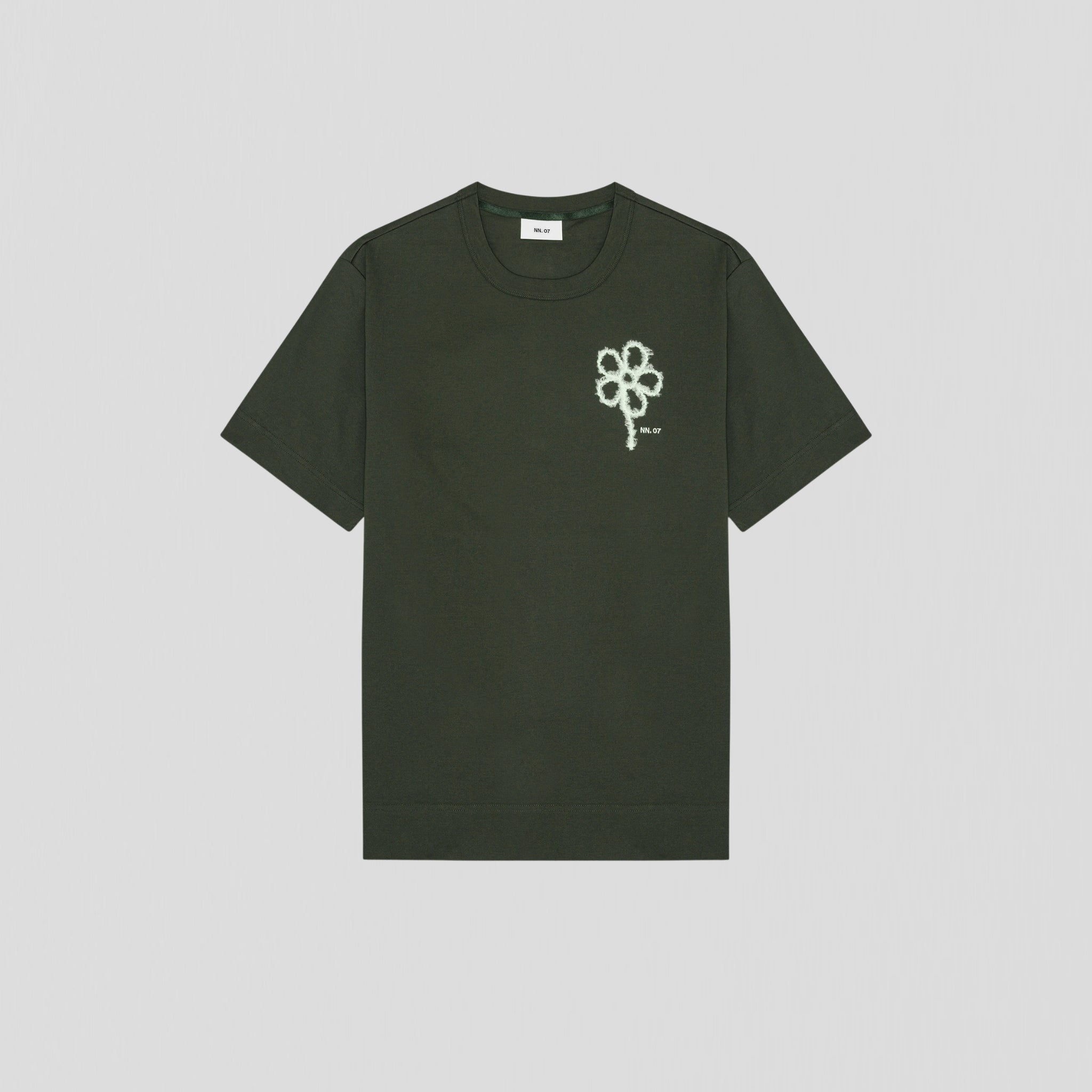 NN07 Pedro EMB SS 3525 T-Shirt Dark Army