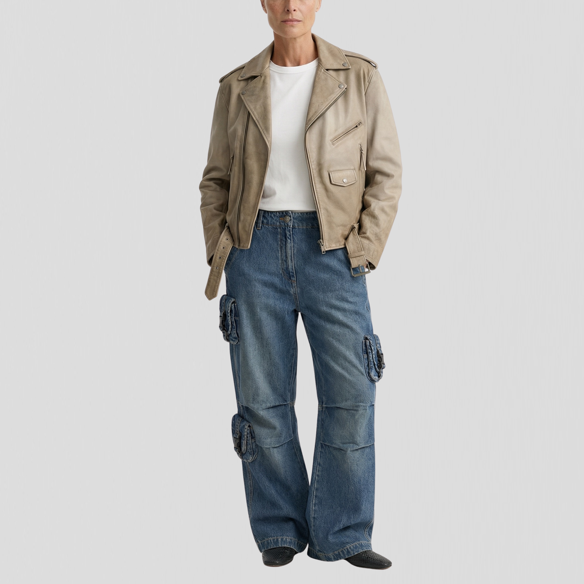 Golden Goose Over Jacket Phoebe Treated Hand Dyed Leather Mellow Buff