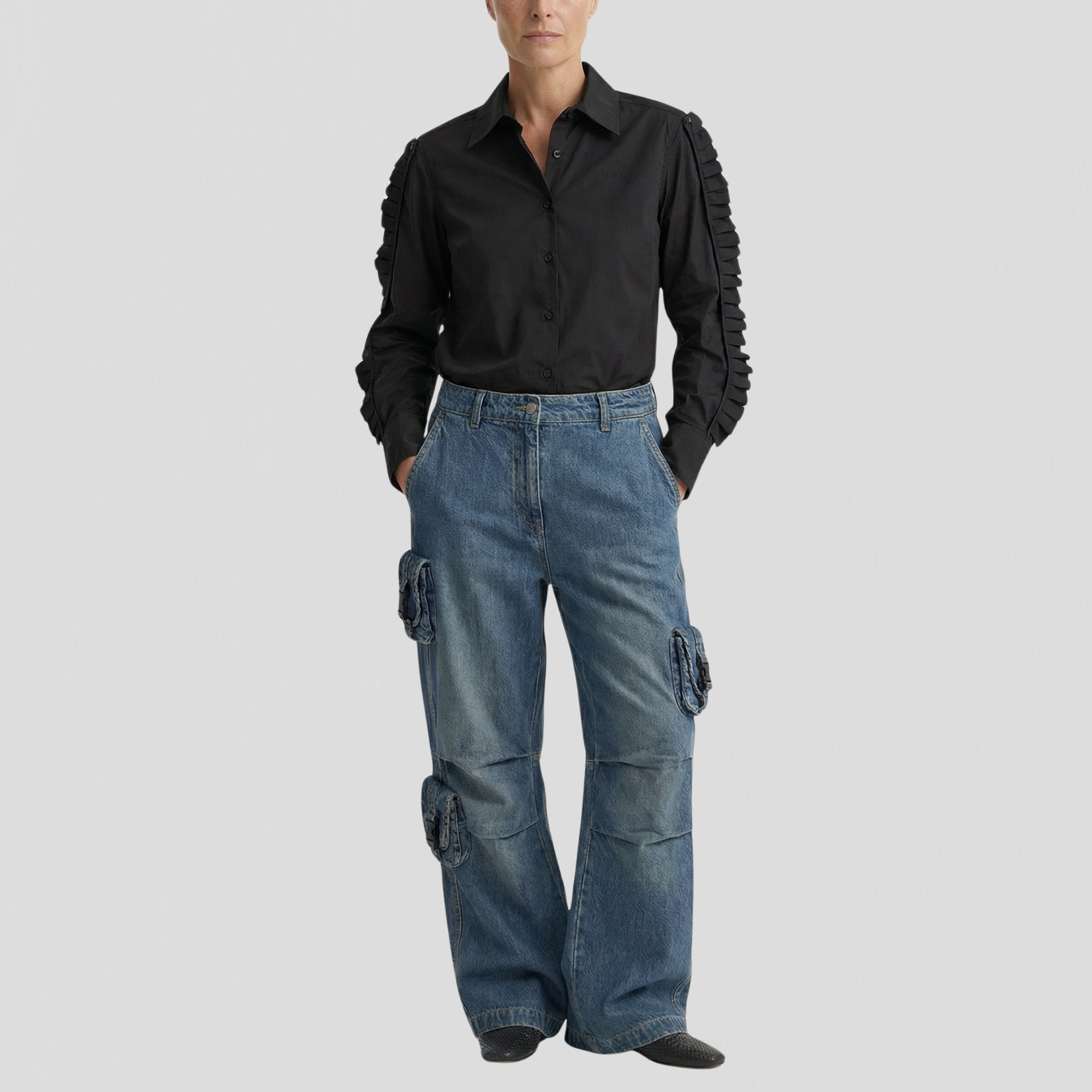 Coperni Ruffle Shirt Black