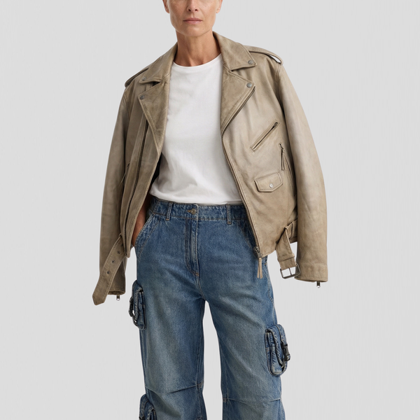 Golden Goose Over Jacket Phoebe Treated Hand Dyed Leather Mellow Buff