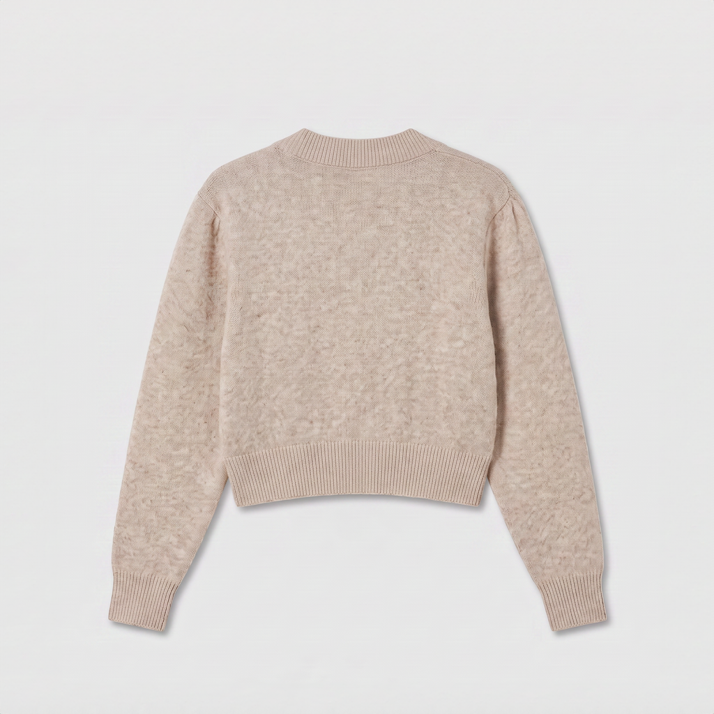 Rotate Knit Flower Cardigan Oxford Tan