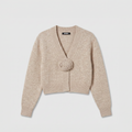 Rotate Knit Flower Cardigan Oxford Tan
