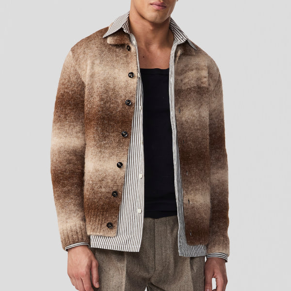 NN07 Alfie 6656 Polo Cardigan Camel Stripe