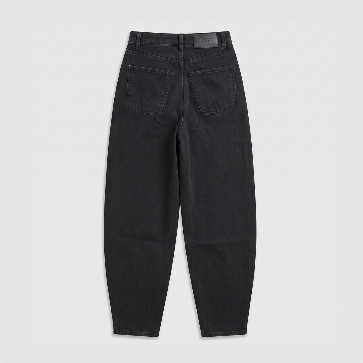 Rotate Draped Barrel Leg Jeans Black Denim