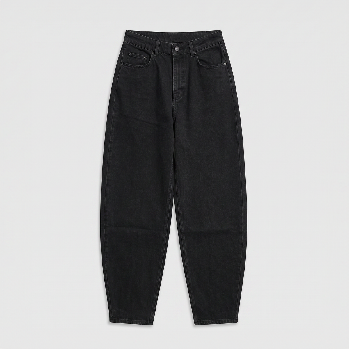 Rotate Draped Barrel Leg Jeans Black Denim