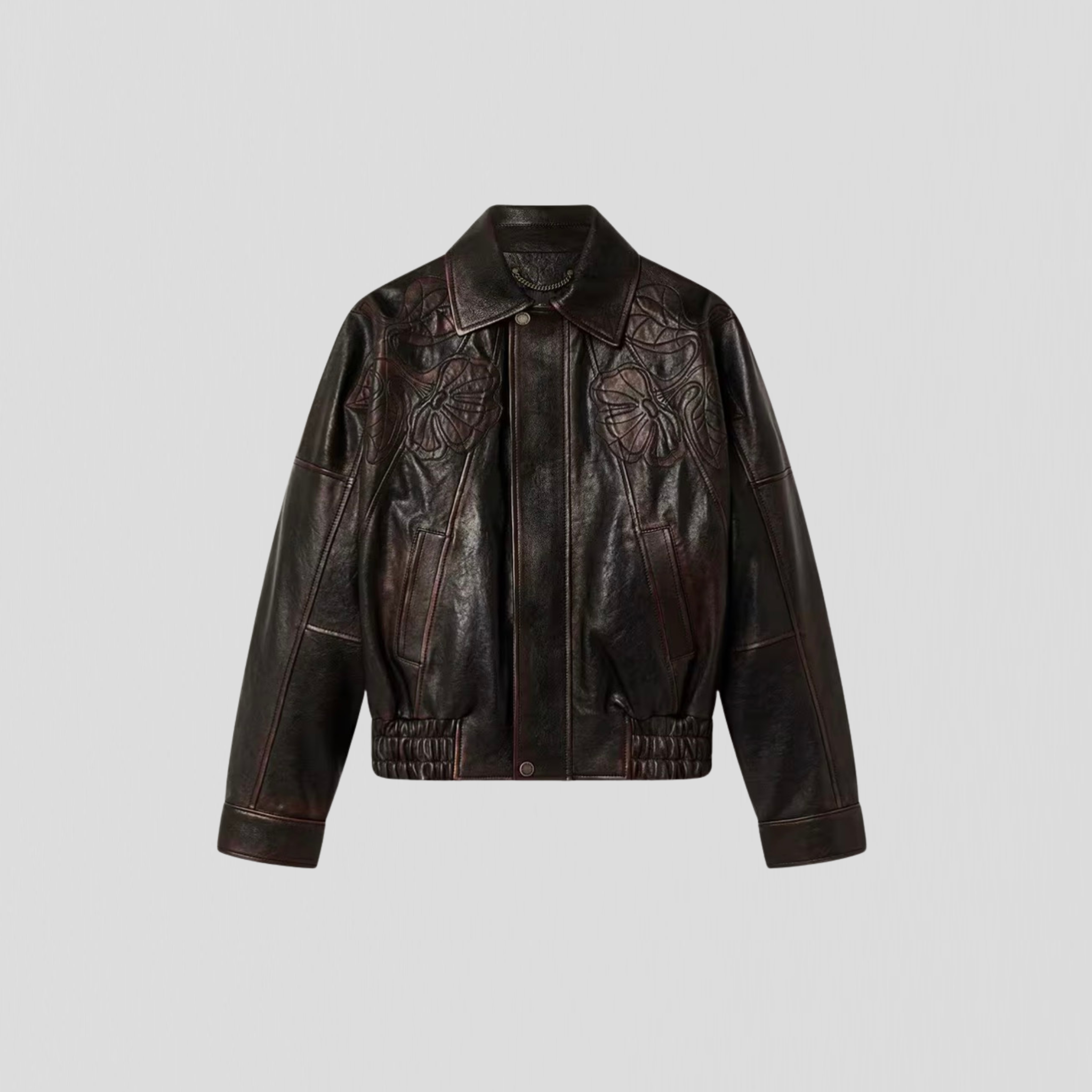 Golden Goose Over Bomber Jacket Palma Nappa Leather Flower Embroidery