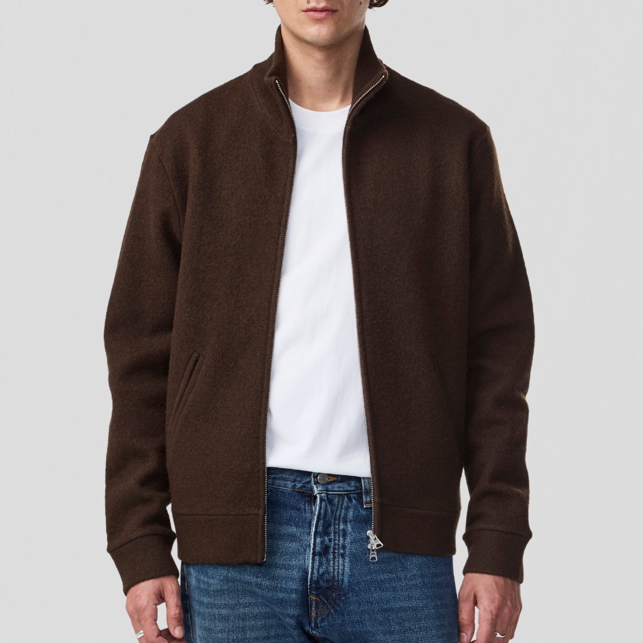 NN07 Boiled Full Zip 6398 Sweater Demitasse
