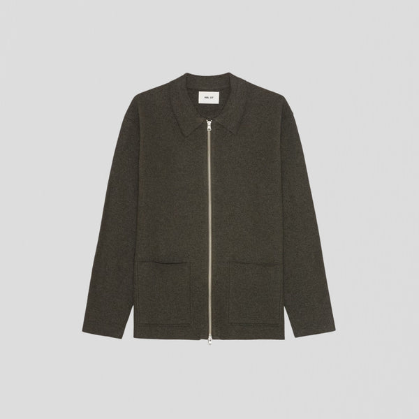 NN07 Jonas Full zip 6398 Sweater Dark Army