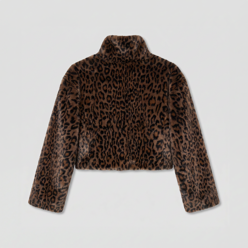 Rotate Faux Fur Crop Jacket Desert Palm Comb.