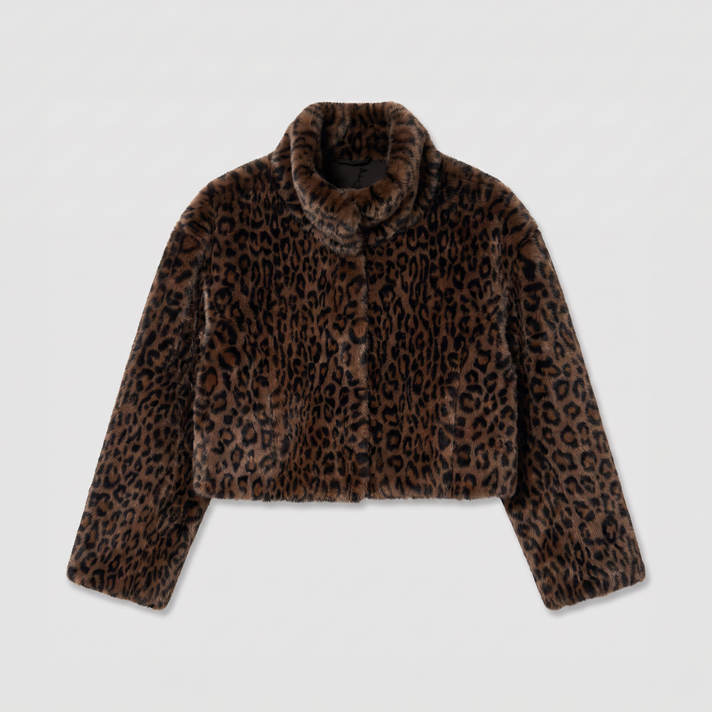 Rotate Faux Fur Crop Jacket Desert Palm Comb.