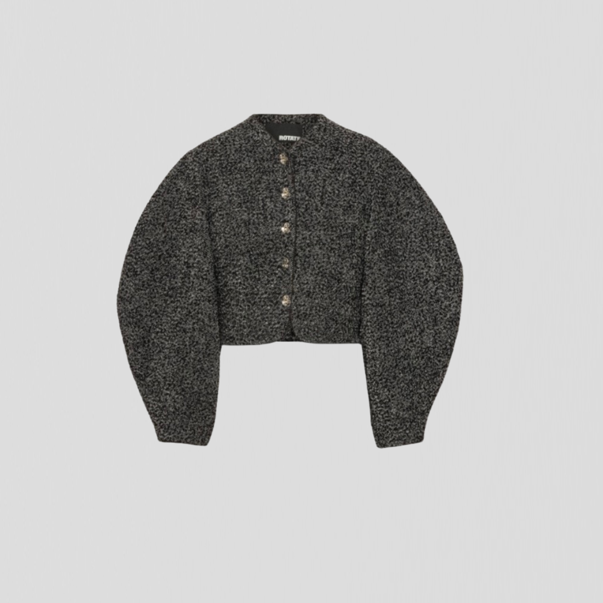 Rotate Boucle Short Jacket Gray Pinstripe